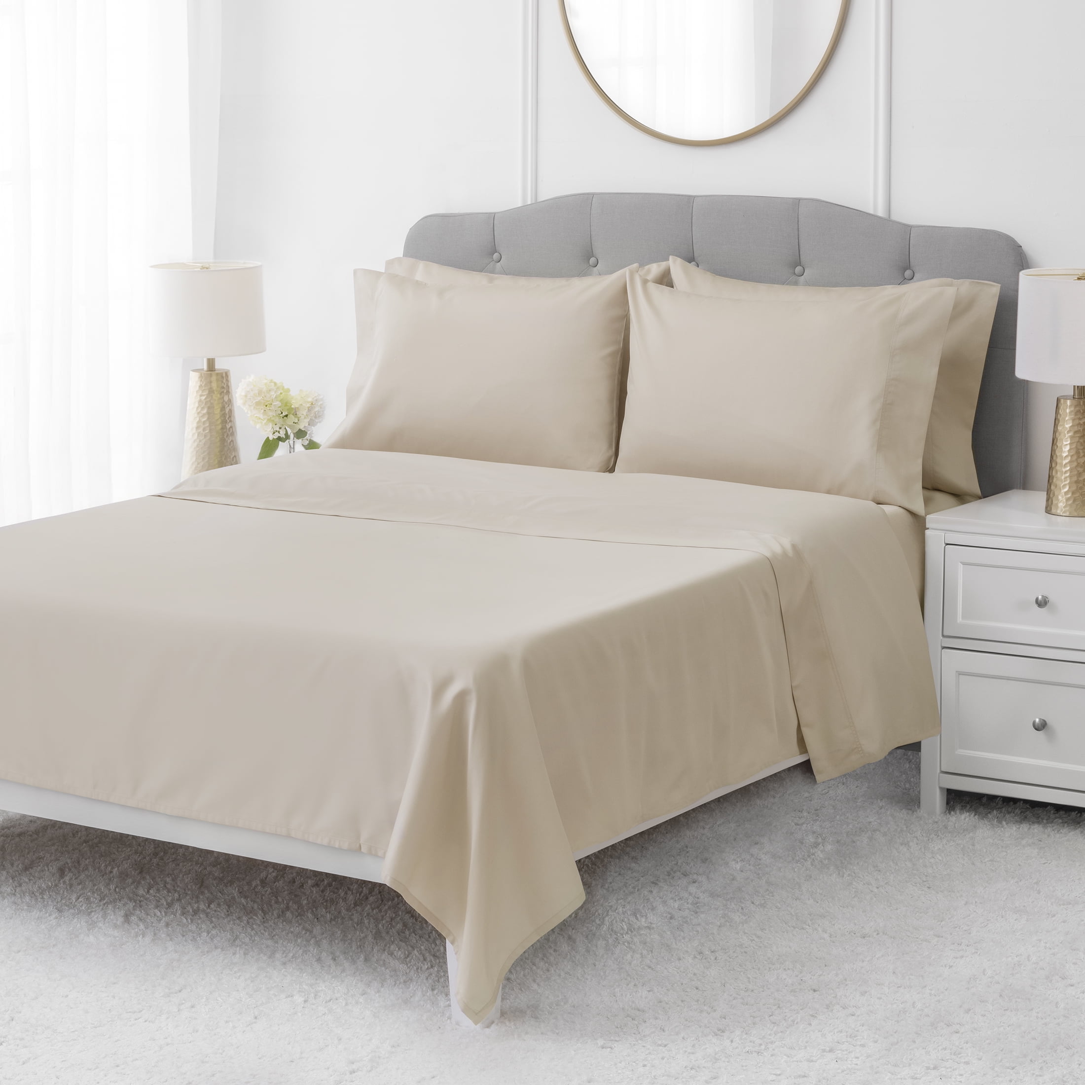 Hotel Style 1000 Tread Count Ivory Sugar Egyptian Cotton Luxury Bed Sheet Set, King