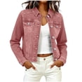 thumbnail image 7 of Cmtiyu Denim Jackets for Women, Long Sleeve Baggy Button Down Jean Coat with Multi Pockets, Casual Lapel Fashion Fall Womens Tops, S-2XL, 7 of 7