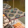 thumbnail image 2 of Fsddascl Blue Red Boho Outdoor Tablecloth - 54x54 Inch Square Dining Table Cover, Abstract Ethnic Vintage Geometric Waterproof Outdoor Table Cloth with Umbrella Hole & Zipper for Picnic/Patio/Party, 2 of 7