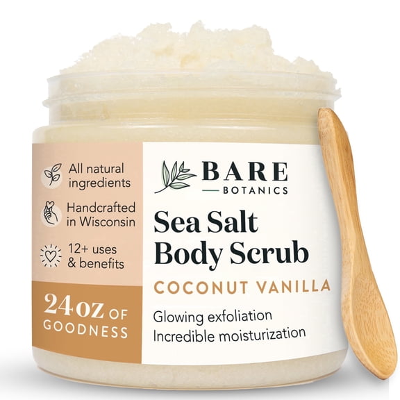 Bare Botanics Body Scrub Coconut Vanilla Sea Salt Scrub 24 oz