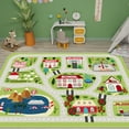 thumbnail image 4 of Green Kids Rug for Kids Room, Washable Road Rug for Playroom, Non-Slip Soft Toy Car Rug for Baby Nursery, Small City Traffic Playmat for Boys Girls Dorm Bedroom Tent 59"×39.4", 4 of 6