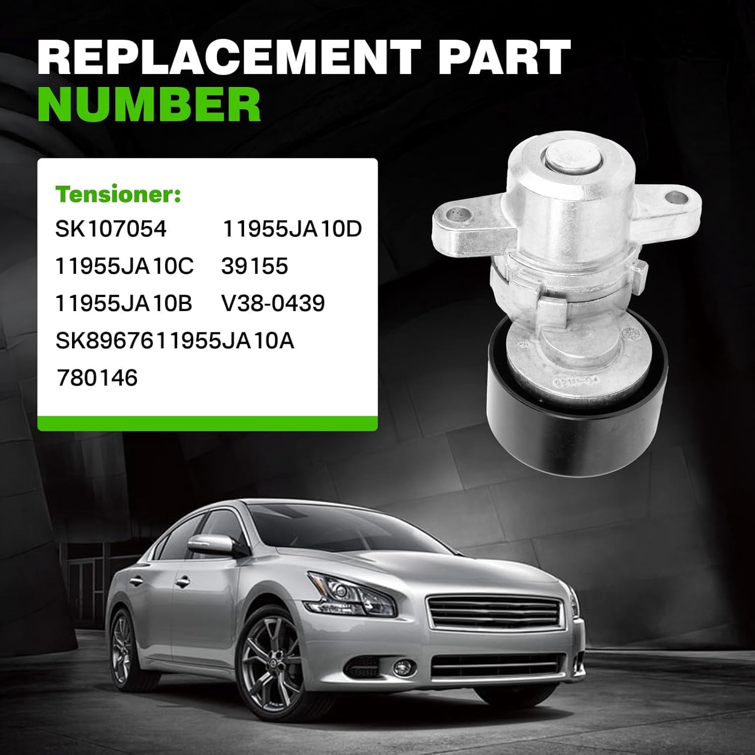 11955JA10D Engine Drive Belt Tensioner Idler Pulley Serpentine Belt Kit Compatible with 2009-2015 Nissan Maxima 3.5L V6 Replace 39155 11925JA100 11955JA10A 11925JA11A 7PK1705