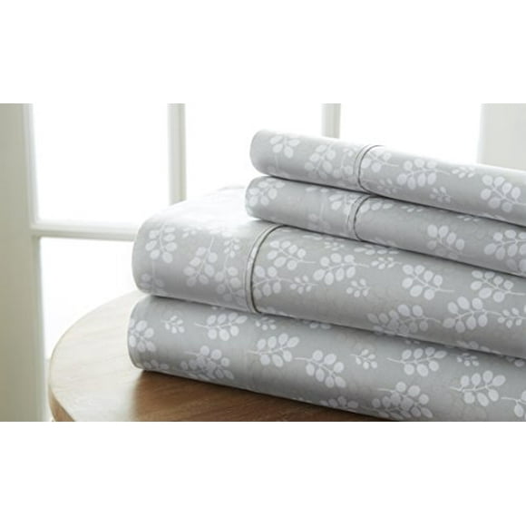 ienjoy Home 4 Piece Sheet Set Patterned, Queen, Wheatfield Gray
