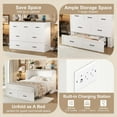 thumbnail image 4 of Bellemave Queen Size Murphy Bed with Storage Drawer, Foldable Platform Beds with Charging Station, Farmhouse Wood Cabinet Chest Bed for Living Room/Bedroom (White）, 4 of 9