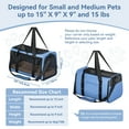 thumbnail image 6 of PETSFIT Airline Approved Pet Carrier, Upgraded Patented Car Buckle Soft Sided Cat Carrier, 4-Side Ventilation,Blue,15 lb Limit, 6 of 10