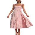 thumbnail image 2 of Robe Maxi d'Été pour Femmes Décontractée Sans Manches à Bretelles Spaghetti Froncée Évasée Longue de Plage pour le Soleil, 2 of 6