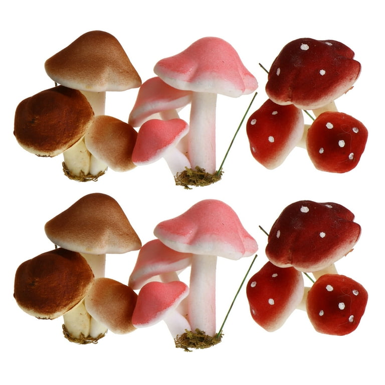 6pcs Froth Fake Mushroom Simulation Arrangement Scenes Props Random Color