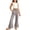 Gray, variant on Kids 4-14Y Cotton Linen Flared Pants Set, White Round Neck Tank Top Wide Leg Trousers with Pockets, Casual Summer 2-Piece Outfit for Girls White 13 Years