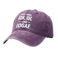 thumbnail image 2 of Washed Cotton Baseball Cap with IDK IDC & IDGAF print,Adjustable Vintage Distressed Dad Hat,Curved Brim Casual Trucker Cap for Daily Wear Outdoor Weekend Street Outfit for Men Women, 2 of 3