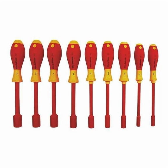 Wiha Nut Driver Set,9 Pieces,SAE,Solid,Ins 32288
