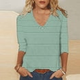 thumbnail image 3 of Blouses pour Femmes T-shirt Décontracté Imprimé Col en V Manches 3/4 Ample, 3 of 4