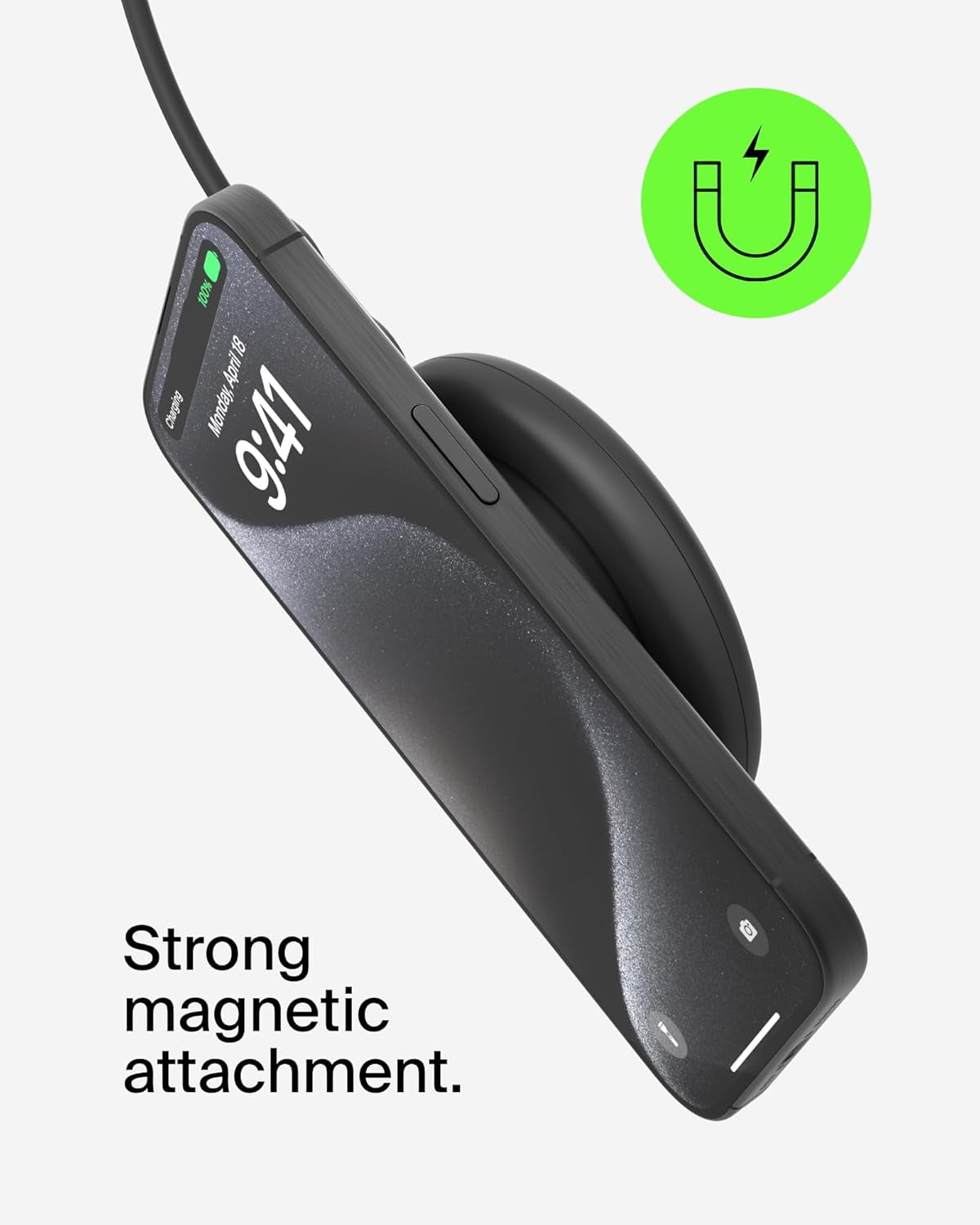 Belkin Magnetic Wireless Charging Pad 15W - MagSafe-Compatible Qi2-Certified Wireless iPhone Charger for Apple iPhone 16, 16e, 15, 14 Series, AirPods w/Non-Slip Base, Power Supply Included - Black