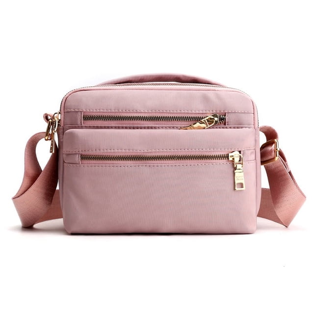 Bolso de mujer de tela de nailon impermeable con múltiples cremalleras, práctico y duradero, diseño moderno y moderno, bolso cuadrado para mujer