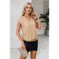 thumbnail image 6 of V Neck Sequin Short Sleeve Tops for Women Elastic Sparkly Tank Top Gold XXL, 6 of 7