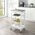 thumbnail image 2 of Linon Neyrey Mobile Kitchen Island, White Finish with Gray and White Speckled Granite Top, 2 of 13