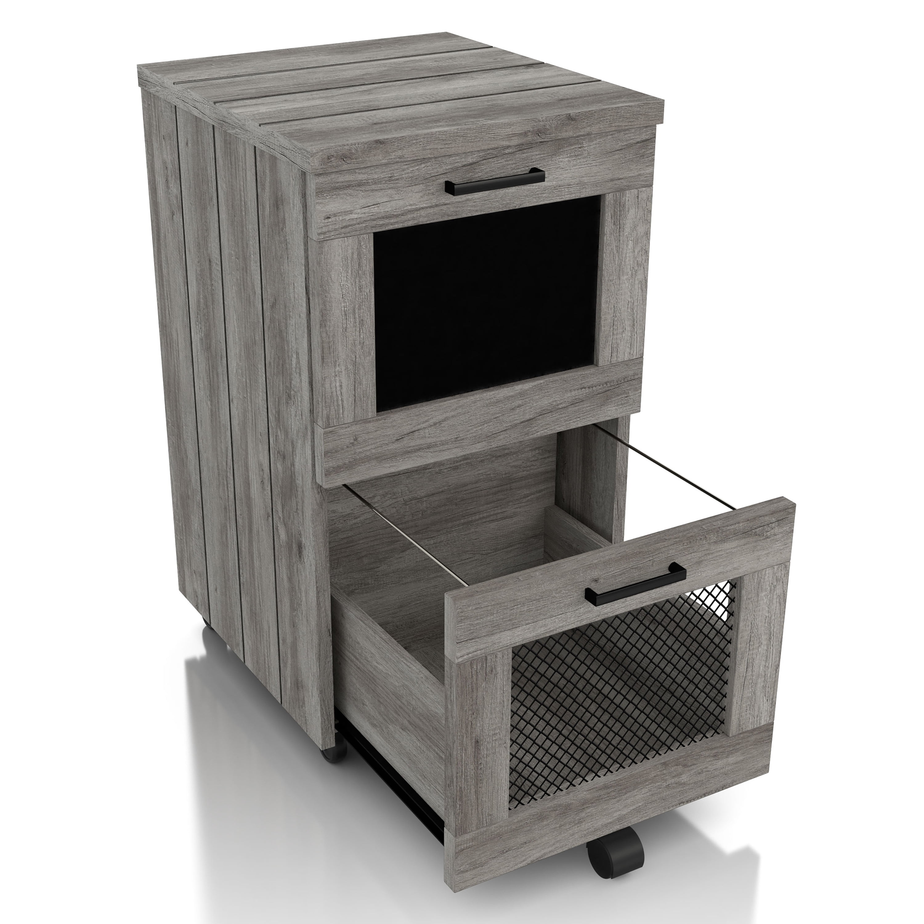 24/7 Shop At Home Shiv Wood 2-Drawer File Cabinet, Vintage Gray Oak