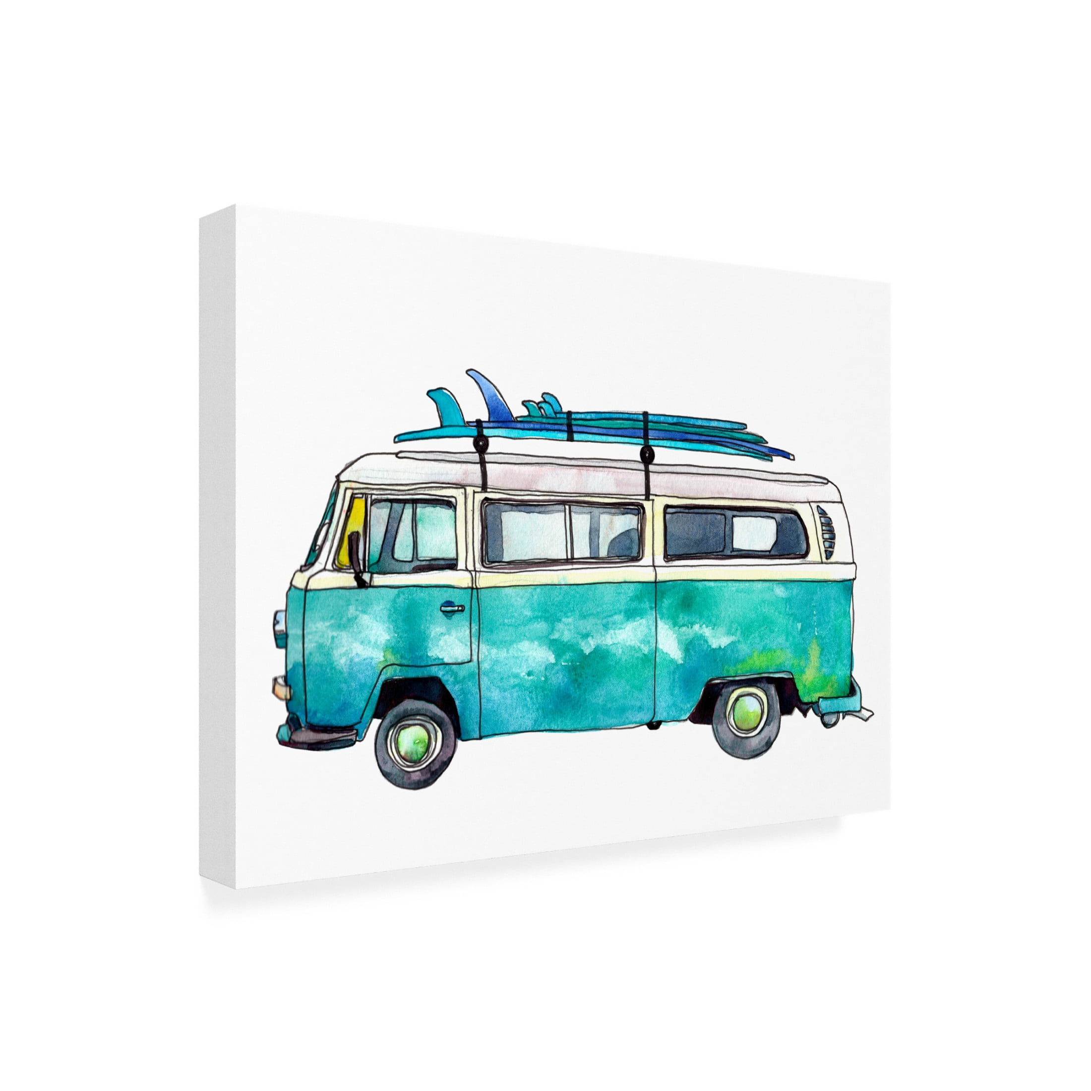 Canvas Wall Art - Paul McCreery 'Blue Surf Van' Wall Art for Living Room, Bedroom, or Office Décor by Trademark Fine Art - 47 x 35 Inches