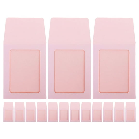 WASHWEPE 15Pcs Pink Rectangular Card Sleeves for Collectors and Traders