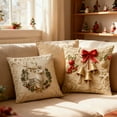 thumbnail image 3 of 4PCS Christmas Throw Pillow Covers with Pocket Watch and Floral Tree Print Square Cushion Case for Sofa Bedroom Living Room Home, 3 of 4