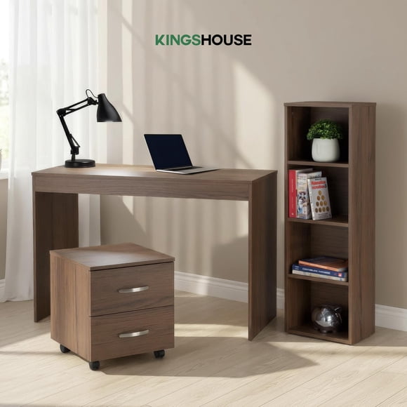 Set Escritorio, Librero y Archivero de Madera Kingshouse Moderno Multifuncional Muebles Organizador beige