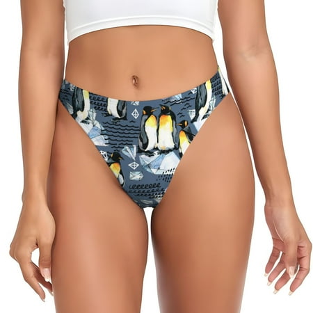 Qokaie Penguin Arctic Adventure Printed Women s Cotton Thong Underwear  Sexy Breathable Panties G-string-3X-Large