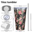 thumbnail image 4 of 16oz Tumblers Pioneer Flower Stainless Steel Vacuum Insulated Double Wall Travel Tumbler Cups Mug with Lid and Straw,Cleaning Brush for Coffee,Tea, 4 of 4