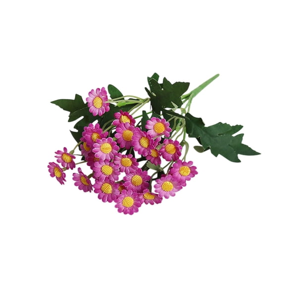 Prune Color Burgundy Artificial Chamomile Daisy Silk Flowers Wedding Home Decor Faux Floral Arrangements Realistic Look Bouquet 7-Heads Per Stem Durable Decoration #794TF