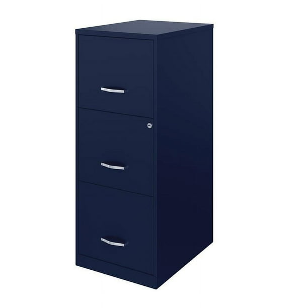 Space Solutions 3 Drawer Metal Vertical File Cabinet with Lock in Navy Walmart