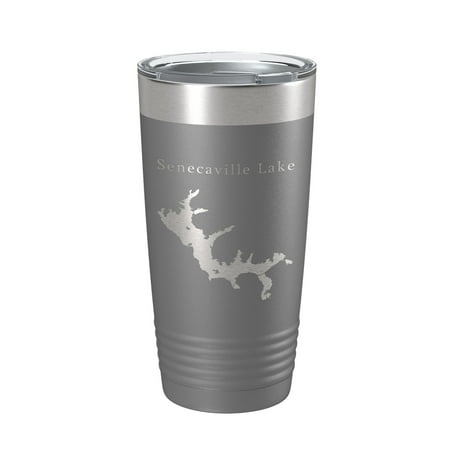 

Senecaville Lake Map Tumbler Travel Mug Insulated Laser Engraved Coffee Cup Ohio 20 oz Dark Gray