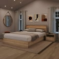 thumbnail image 4 of Harlow 4 Piece Queen Size Bedroom Set with Slatted Bedframe, Headboard with Integrated Light, 2 Nightstands, 4 of 7