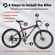 Full Suspension Mountain Bike, S7 Mountain Bike for Mens, 27.5 Inch Mens Mountain Bikes, 21 Speed, Shock Absorber, Disc Brakes, Adult for Mens Bicycle Multi-Spoke Orange