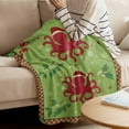 Christmas Coastal Fleece Blankets for Couch, Nautical Octopus Snowflake