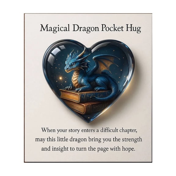 Magical Dragon Pocket Hug Gift Card - Heart-Shaped - Magical Dragon Themed Pocket Hug Encouragement Collection Gifts - Gifts for Friends Family Women Men