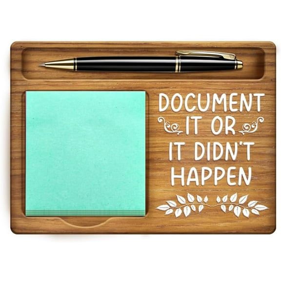 Funny Sticky Note Holder Leaf Border and Swirl Pattern Note Organizer Pine Wood Memo Holder Self-Stick Note Pad Holders Wooden Office Decor for Office Desk Gift