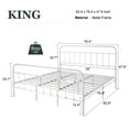 thumbnail image 2 of Amolife King Size Metal Platform Bed Frame with Vintage Headboard & 12.4" Under-Bed Storage, White, 2 of 7