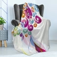 thumbnail image 4 of Modern Art Soft Flannel Fleece Throw Blanket, Digital Whirlwind Textured Vortex Concentric Spirals Abstract Artwork, Cozy Plush for Indoor and Outdoor Use, 50" x 70", Multicolor, by Ambesonne, 4 of 5