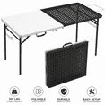 thumbnail image 3 of HaiCube 5FT Folding Grill Table, Portable Outdoor Camping Prep Station with Metal Mesh Top, Utility Hooks & Storage Rack, Heavy Duty Cooking Table for BBQ, Tailgating, Picnic, Patio, 3 of 7