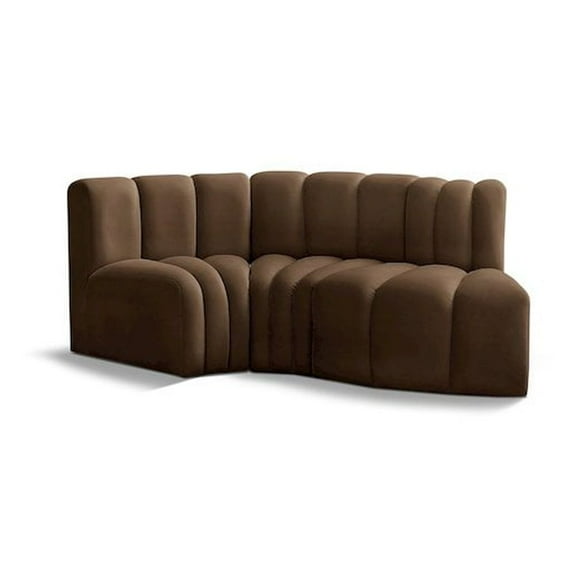 Meridian Furniture Arc Brown Velvet Modular Sectional