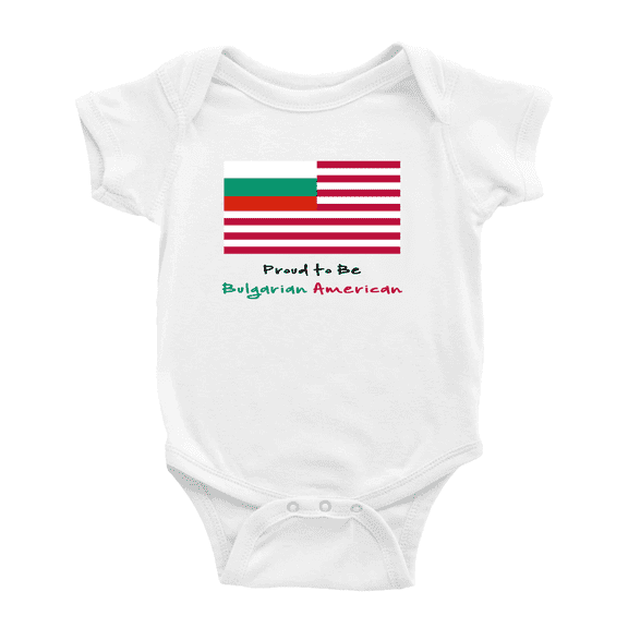 Proud to Be Bulgarian American Flag Cute Baby Bodysuit (White, 0-3 Months)