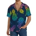 thumbnail image 3 of Disketp Men's Hawaiian Abstract Bright Pineapple Fruit Retro Print Shirts Button Down Holiday Beach Shirts-Medium, 3 of 7