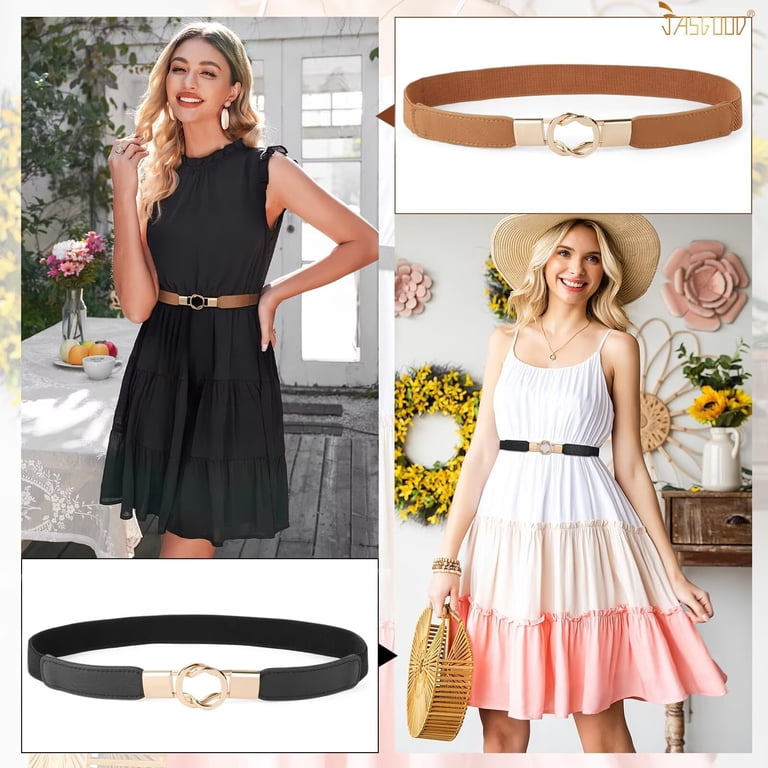 JASGOOD 3 Pack Women Belts Retro Elastic Stretchy Skinny  display picture 2