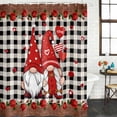thumbnail image 2 of Valentine's Day Bathroom Shower Curtains with 12 Hooks Polyester Waterproof Shower Curtain for Stalls and Bathtubs Retro Gnomes Love Rose Wooden Plaid Decorative Bathroom Privacy Curtain 72x78 Inches, 2 of 9