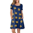 thumbnail image 2 of Outfmvch Fall Dresses Womens Dresses Blue Dress Women Summer Short Sleeve Sunflower Printed Pockets Sundress Casual Swing Dress Womens Dresses Navy 2Xl, 2 of 8