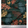 thumbnail image 1 of Soimoi Green polyester Crepe Fabric Oaknut & Oak Leaves Print Fabric by Yard 42 Inch Wide, 1 of 5