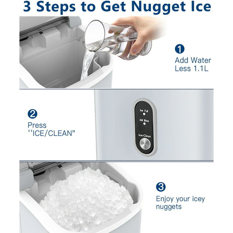 JOY PEBBLE 33lbs Countertop Ice Maker, Crushed Nugget Ice Type with Scoop,  Cubes Ready in 10 Mins, Black