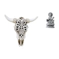 thumbnail image 1 of Escultura artística tribal de cabeza de toro para colgar en la pared y figura de Buda Guan Yin, artesanía Feng Shui para oficina, granja, dormitorio,, 1 of 8
