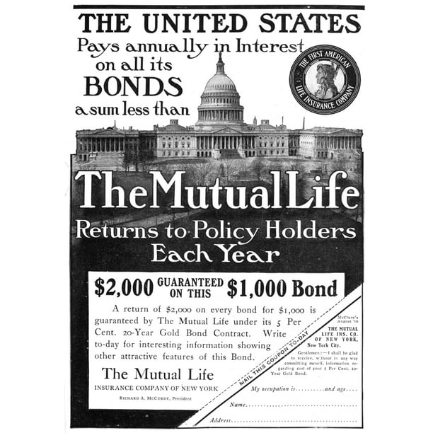 Insurance Advertisement. /Nthe Mutual Life Insurance Company Of New York. From An American ...