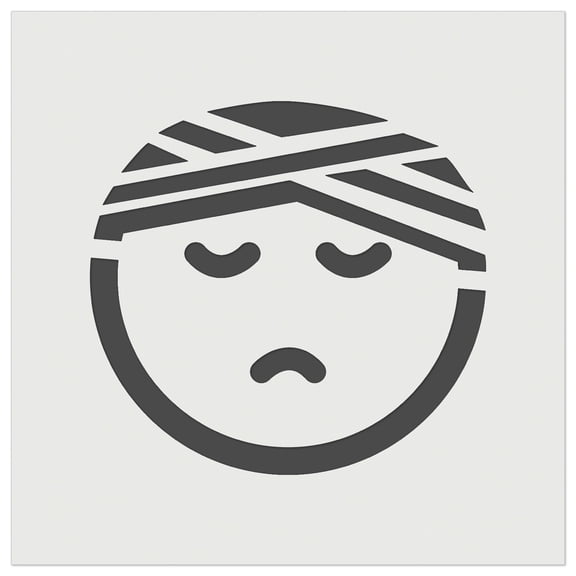 Sick Ill Face Hospital Bandage Emoticon DIY Cookie Wall Craft Stencil - 3.5 Inch