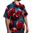 thumbnail image 2 of Cherry Men's Short Sleeve Beach Shirts, Casual Printed Poplin Button Down, Unisex Summer Hawaiian Shirt, 2 of 6