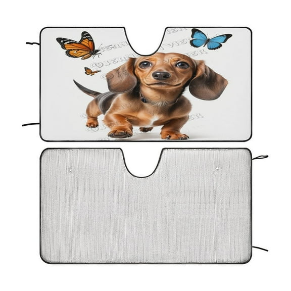 Dachshund Dog Windshield Shade, Car Sun Shade for Front Windshield Sun Visor Protector Blocks UV Rays Fold-able Keep Your Vehicle Cool 51"x28"